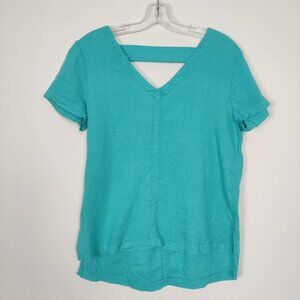 C&C California Women's Top Size S Blue Linen Summer Lightweight Casual Outerwear